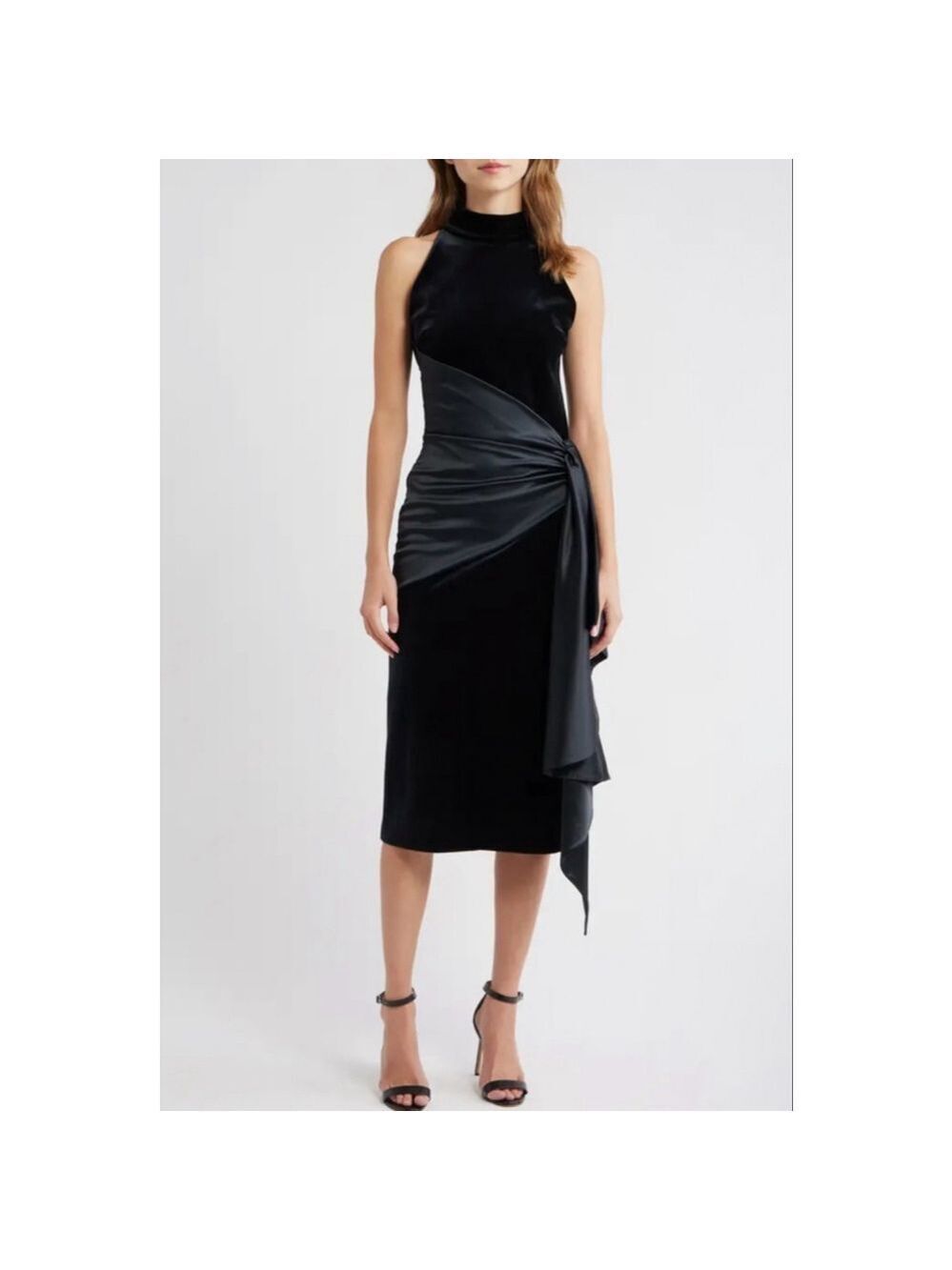 NWT Chiara Boni La Petite Robe Black Gudairi Velvet Draped Cocktail Dress 10
